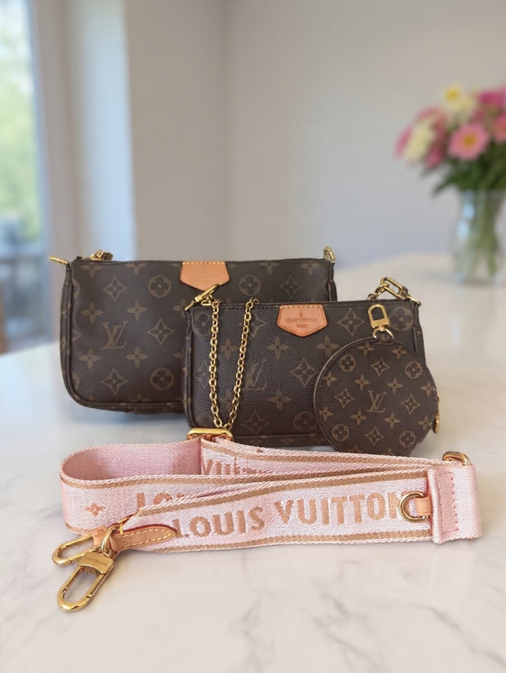 Louis Vuitton Multi Pochette Accessoires Pink Strap Microchip ✨ NEW - Picture 12 of 17